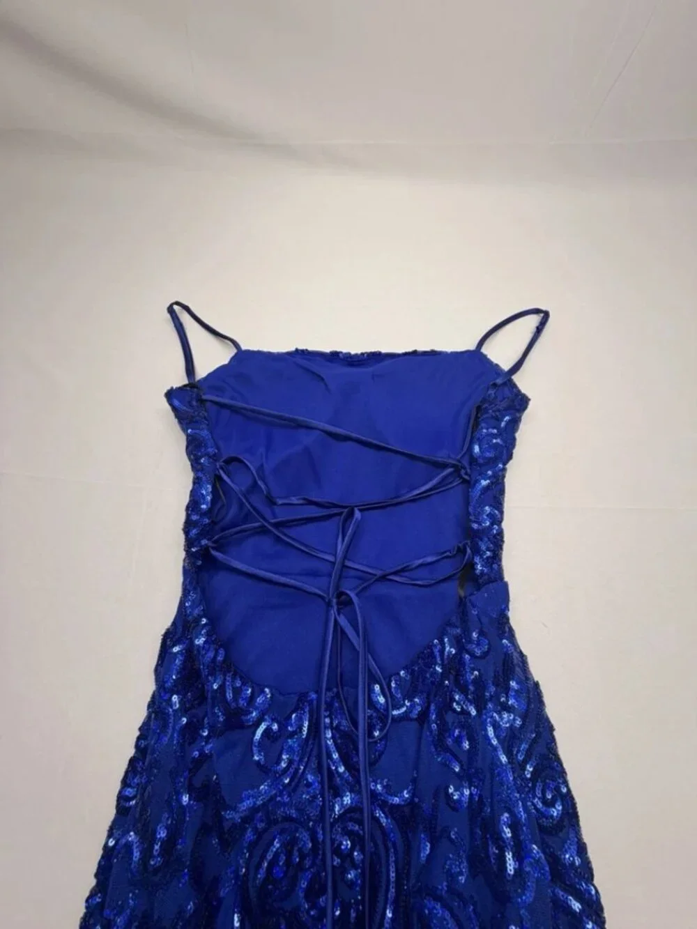 B. Darlin Blue Sequin Lace Up Cocktail Dress